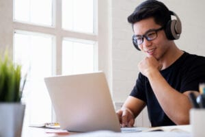 Male Teen Learning Online