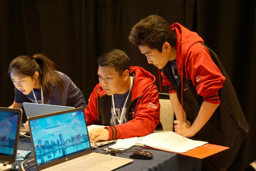 students participating in cyberpatriot competition