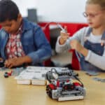kids working on robotics project
